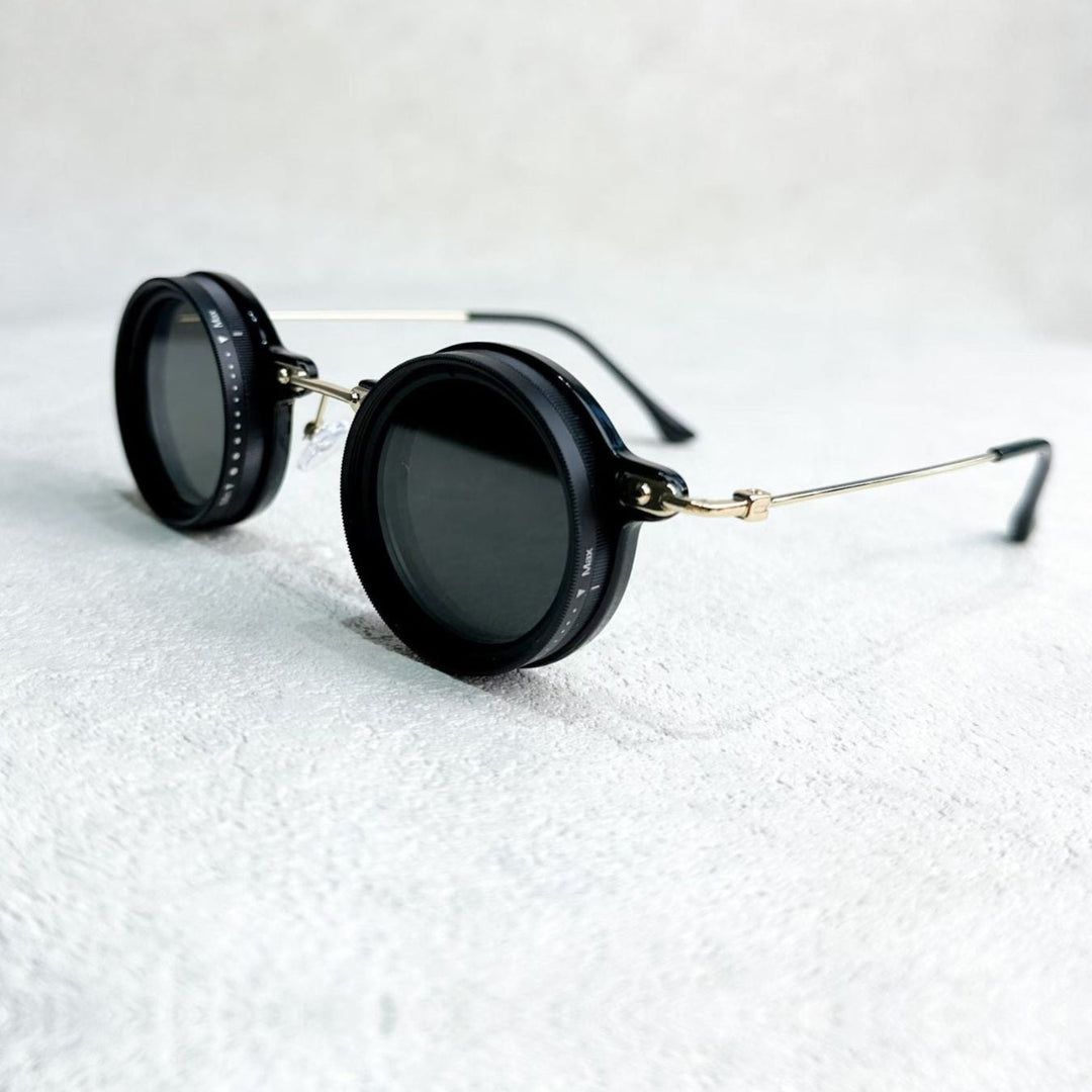 VisionRound polariserte solbriller – Unisex retro design med justerbart lysfilter | Luvikno