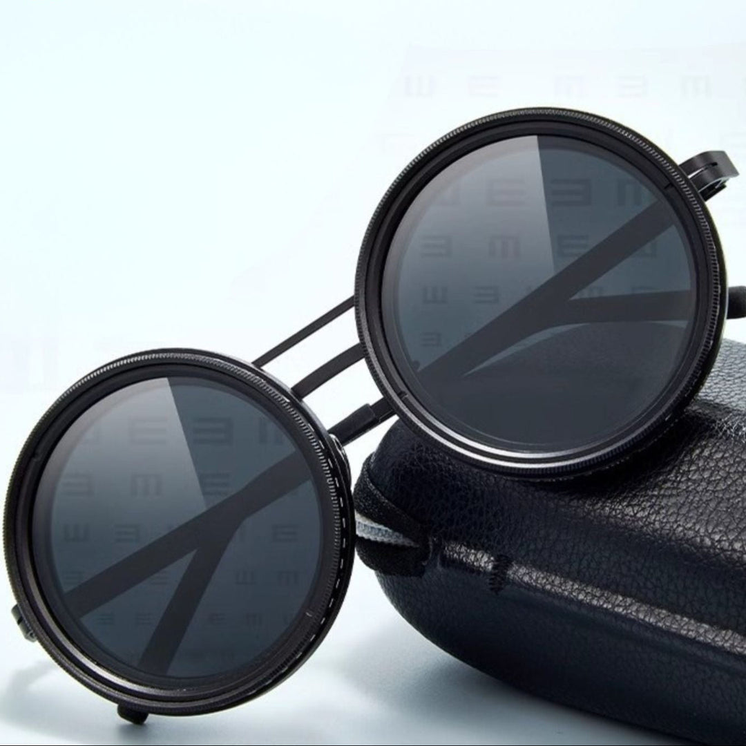 VisionRound polariserte solbriller – Unisex retro design med justerbart lysfilter | Luvikno