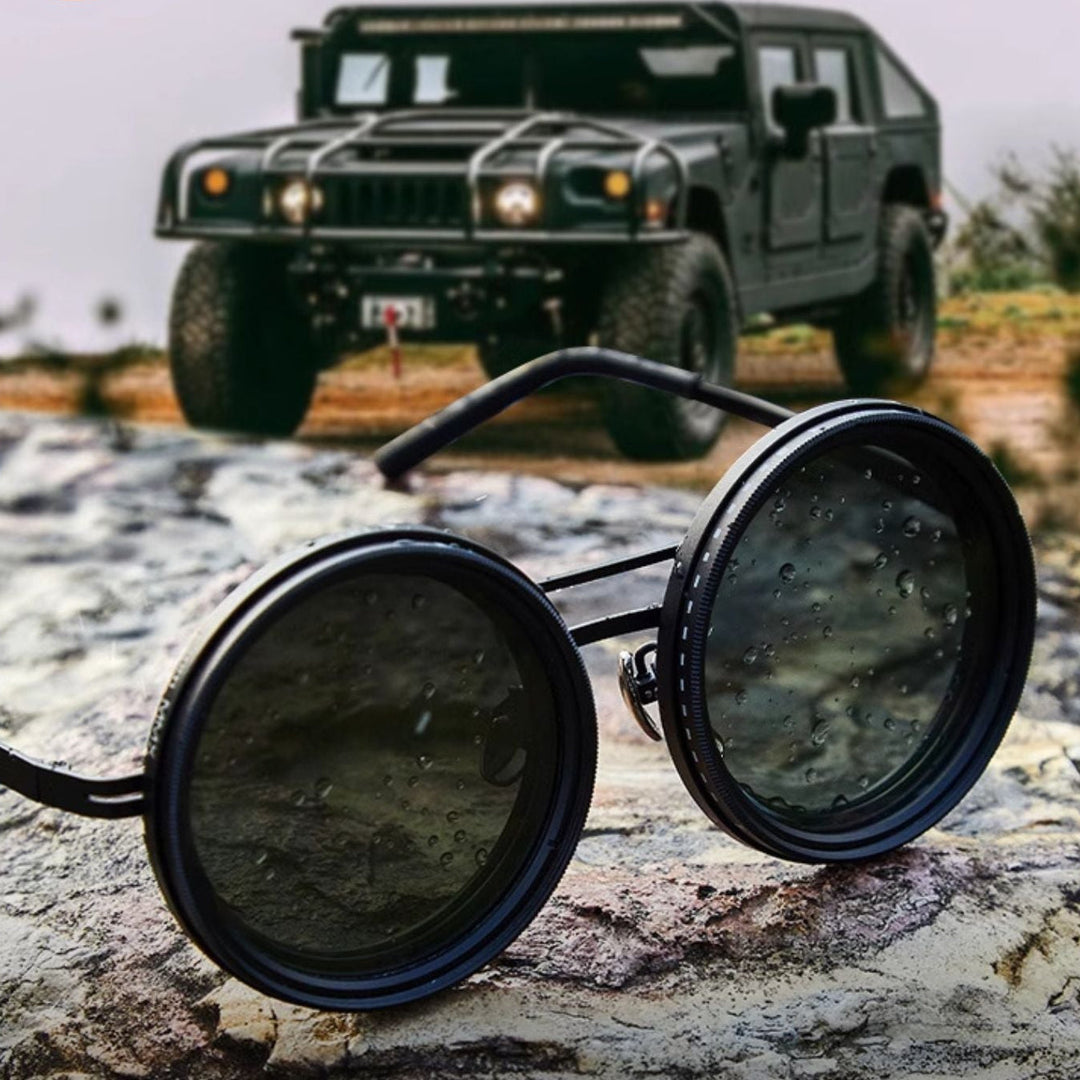 VisionRound polariserte solbriller – Unisex retro design med justerbart lysfilter | Luvikno