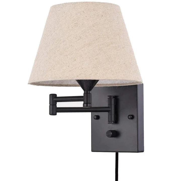 Svingbar vegglampe med stoffskjerm - Justerbar LED vegglampe for soverom og stue | Luvikno