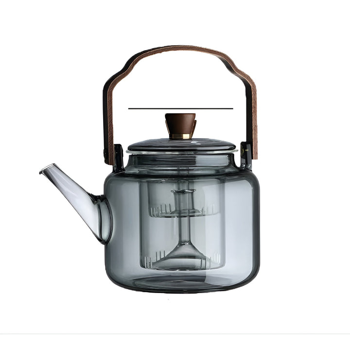 Glass tekanne med trelokk og sil - Elegant design | 1,2 L røykgass for stilfull te nytelse | Luvikno