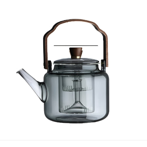 Glass tekanne med trelokk og sil - Elegant design | 1,2 L røykgass for stilfull te nytelse | Luvikno