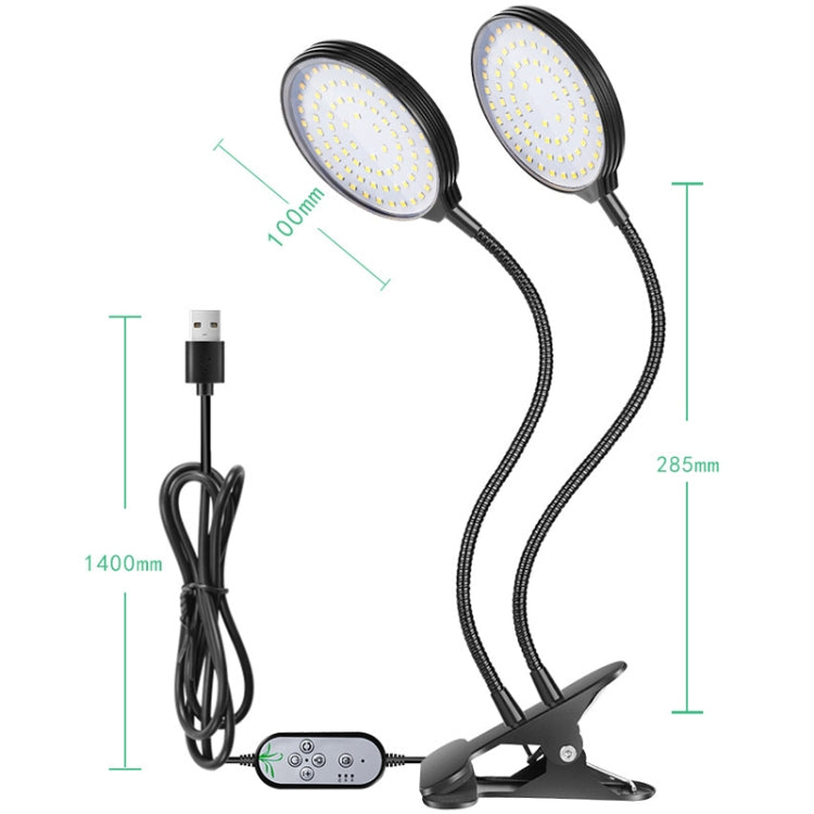 Luvikno | LED Plantevekstlampe USB Fjernkontroll Klips Vanntett Fullt Spektrum Naturlig Hvit Frøplante Lys, Effekt: 45W Tre Hoder