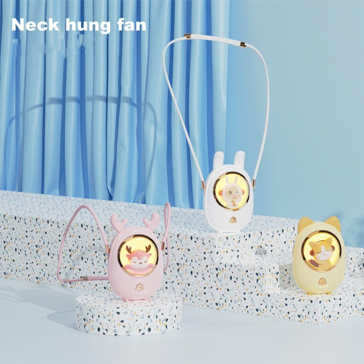 Star Pet Henge Nakke Vifte USB Håndholdt Stille Luminous Vifte (Rosa) | Luvikno