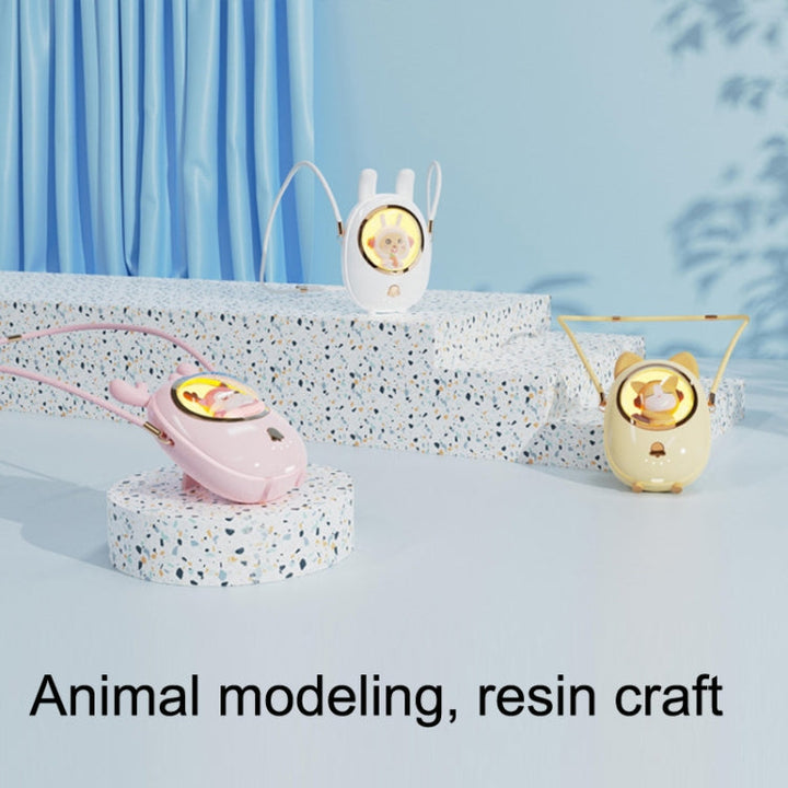 Star Pet Henge Nakke Vifte USB Håndholdt Stille Luminous Vifte (Rosa) | Luvikno