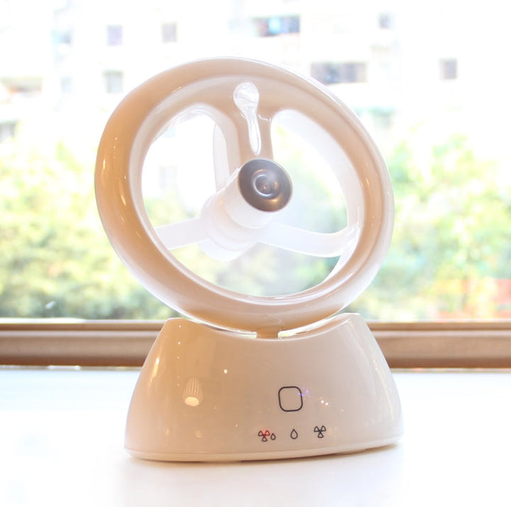 Mini USB Oppladbar Spray Vifte Student Hybel Kontor Skrivebord Stille Vifte (Glanset Hvit) | Luvikno