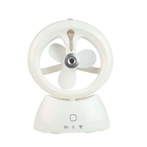 Mini USB Oppladbar Spray Vifte Student Hybel Kontor Skrivebord Stille Vifte (Glanset Hvit) | Luvikno