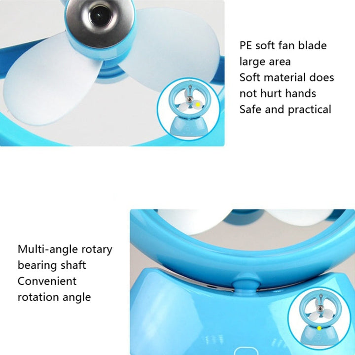 Mini USB Oppladbar Spray Vifte Student Hybel Kontor Skrivebord Stille Vifte (Glanset Hvit) | Luvikno