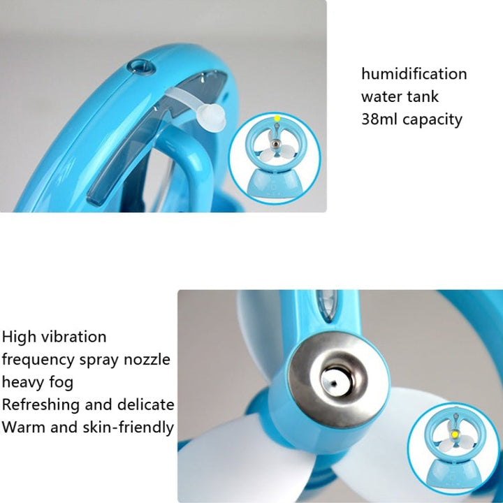 Mini USB Oppladbar Spray Vifte Student Hybel Kontor Skrivebord Stille Vifte (Glanset Hvit) | Luvikno