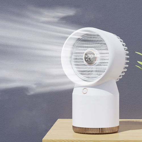Spray Fuktet LED Digital Skjerm Kontor Hjem Vifte, Stil: 3600mAh Oppladbar(Hvit) | Luvikno