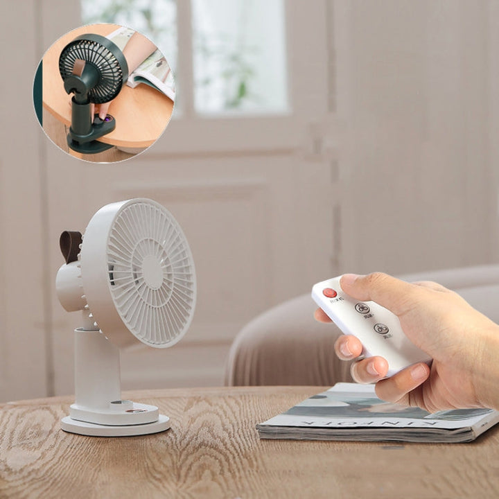Smart Remote Control Usb Charging Shaking Head Desktop Fan Stroller Clip Fan(Black) | Luvikno