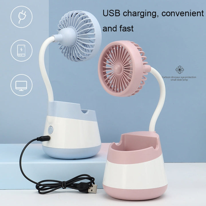 276A USB-ladende skrivebords pennholder vifte med telefonholderfunksjon, dormitory bærbar vifte (Rosa) | Luvikno