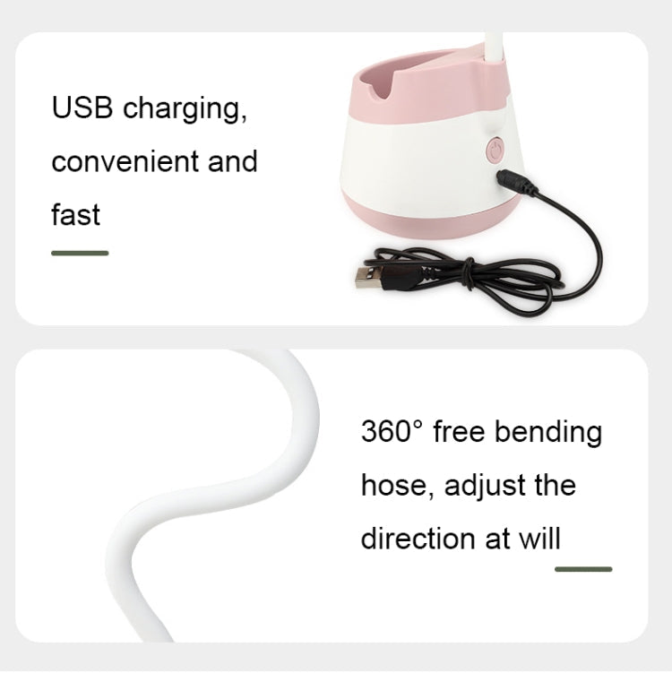 276A USB-ladende skrivebords pennholder vifte med telefonholderfunksjon, dormitory bærbar vifte (Rosa) | Luvikno