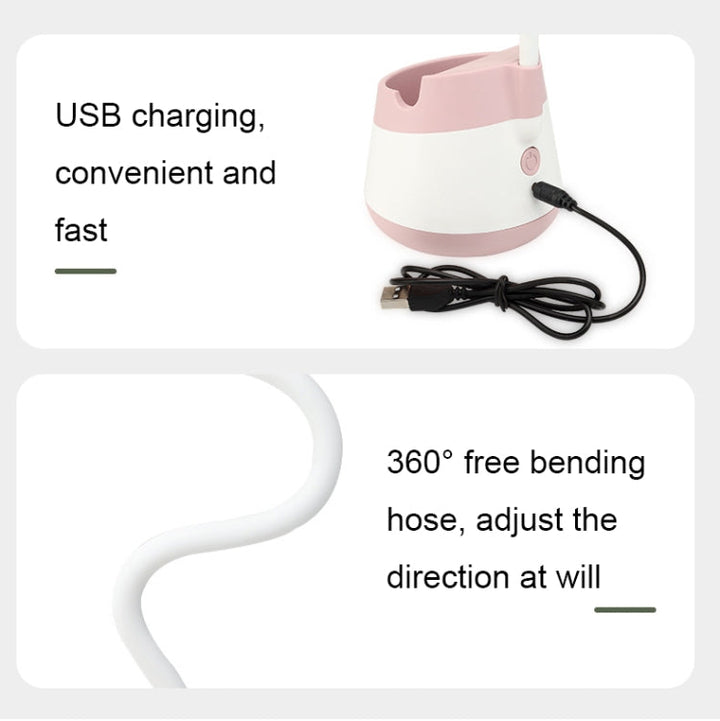 276A USB-ladende skrivebords pennholder vifte med telefonholderfunksjon, dormitory bærbar vifte (Rosa) | Luvikno