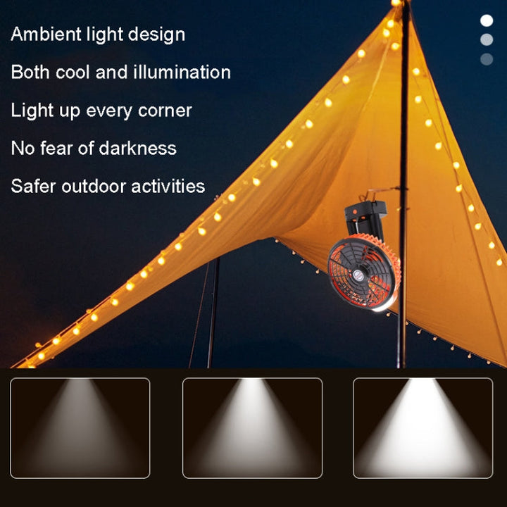 Utendørs Camping USB Ladevifte Telt Svinghodevifte med Stativ LED Lys (Svart) | Luvikno