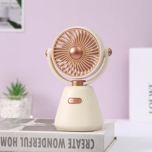 Desktop 100-speed Mini Student Bedroom Fan Portable USB Rechargeable Desktop Small Fan(Beige) | Luvikno