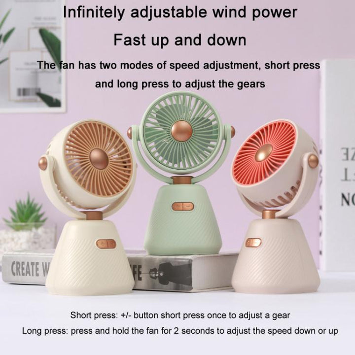 Desktop 100-speed Mini Student Bedroom Fan Portable USB Rechargeable Desktop Small Fan(Beige) | Luvikno