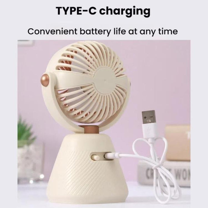Desktop 100-speed Mini Student Bedroom Fan Portable USB Rechargeable Desktop Small Fan(Beige) | Luvikno