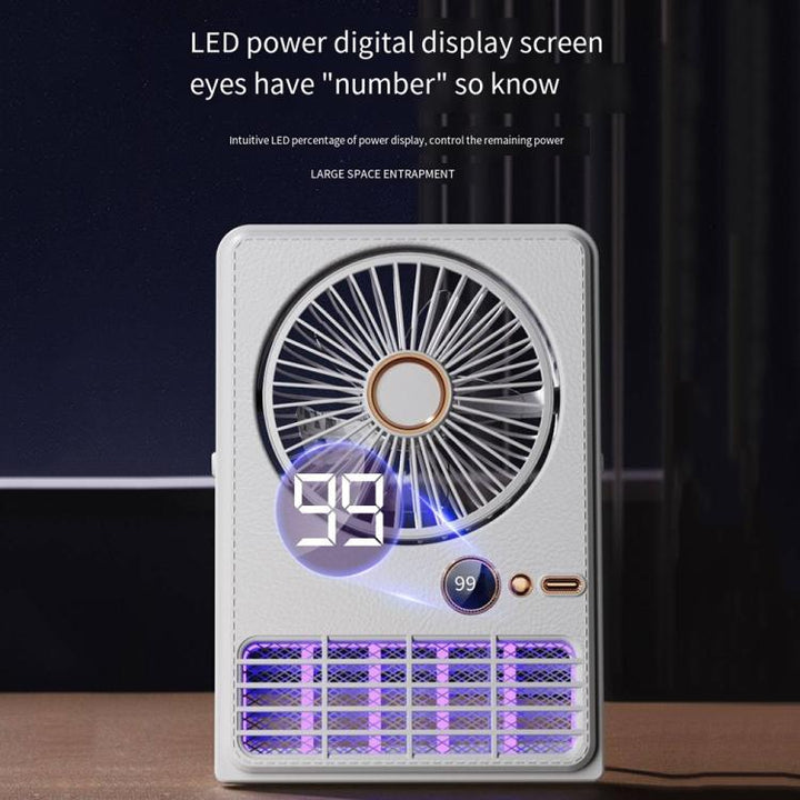 2-i-1 Husholdnings Elektrisk Vifte Myggdreper Lampe LED Digital Bordvifte, Farge: Plug-in Svart | Luvikno