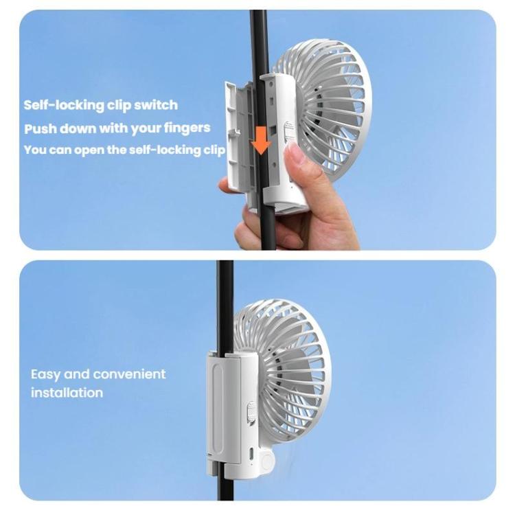 Folding Hanging Umbrella Fan USB Håndholdt Bærbar Parasol Klippvifte Kompakt Skrivebordsvifte (Rosa) | Luvikno