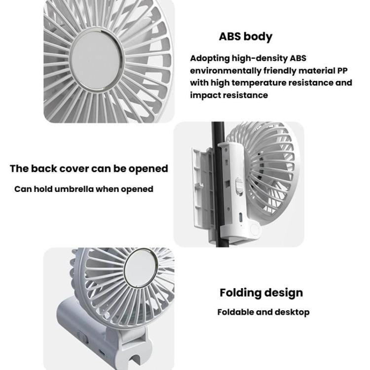 Folding Hanging Umbrella Fan USB Handheld Portable Umbrella Clip Fan Compact Desktop Fan(Black) | Luvikno