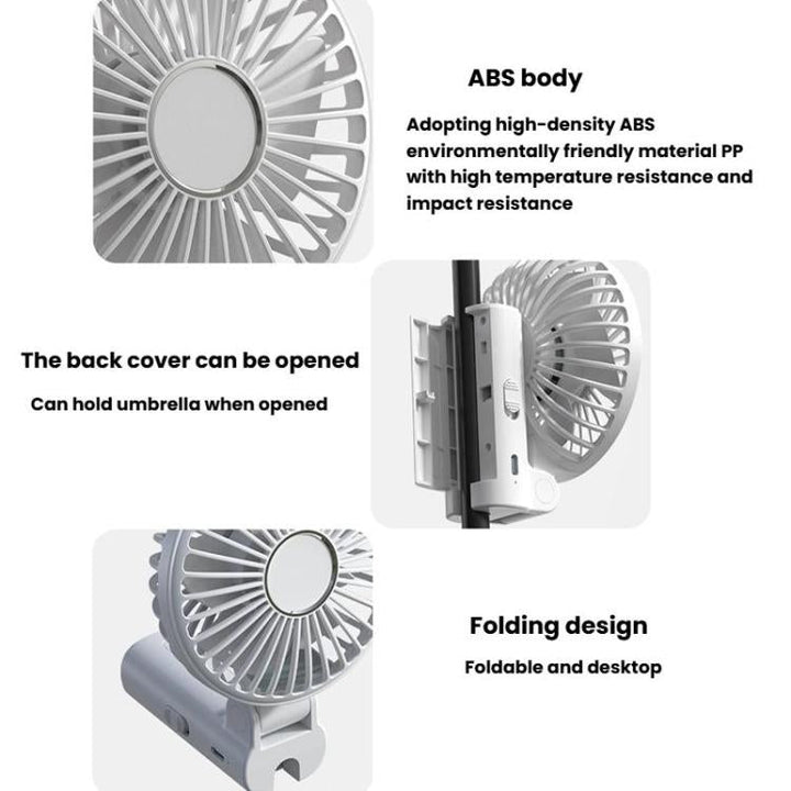 Folding Hanging Umbrella Fan USB Håndholdt Bærbar Parasol Klippvifte Kompakt Skrivebordsvifte (Rosa) | Luvikno