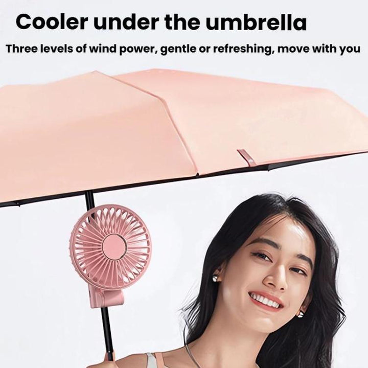 Folding Hanging Umbrella Fan USB Handheld Portable Umbrella Clip Fan Compact Desktop Fan(Black) | Luvikno