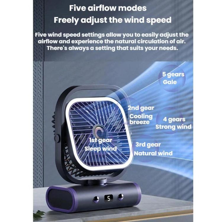 Desktop Mini Office Silent USB Veggmontert Vifte, Farge: Grå Oppladbar 1200mAh | Luvikno
