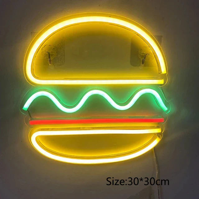 Neon Fast Food Skilt – Lysende Tacos Design, LED Nattlys for Restauranter og Kjøkken | Luvikno