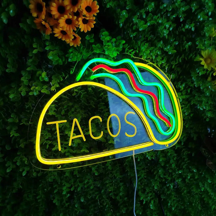 Neon Fast Food Skilt – Lysende Tacos Design, LED Nattlys for Restauranter og Kjøkken | Luvikno