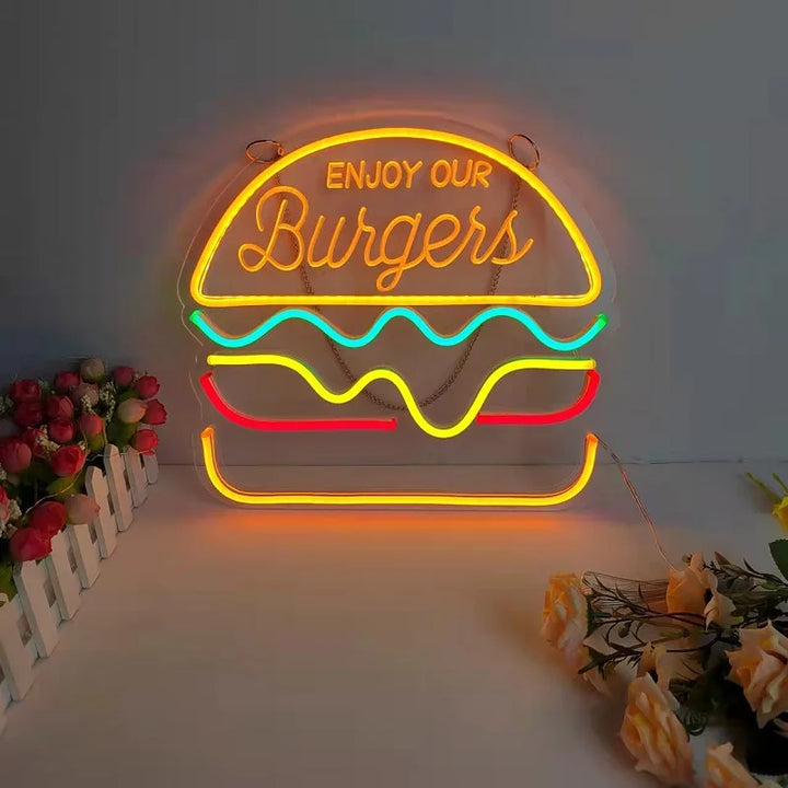 Neon Fast Food Skilt – Lysende Tacos Design, LED Nattlys for Restauranter og Kjøkken | Luvikno