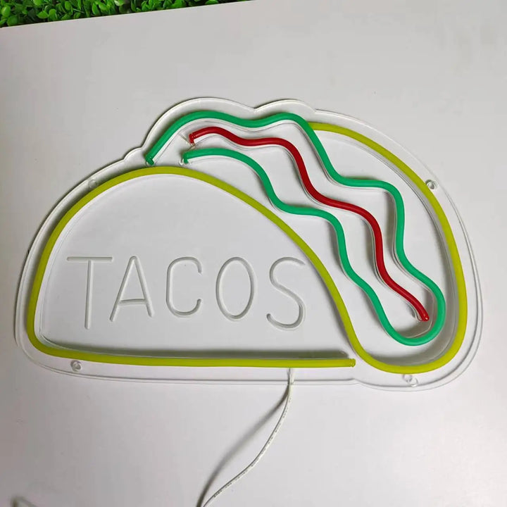Neon Fast Food Skilt – Lysende Tacos Design, LED Nattlys for Restauranter og Kjøkken | Luvikno