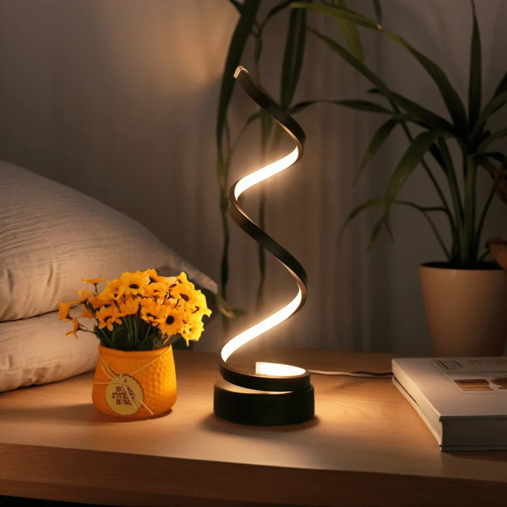 SpiralLight LED Bordlampe med Dimbar Belysning og Berøringskontroll | Luvikno