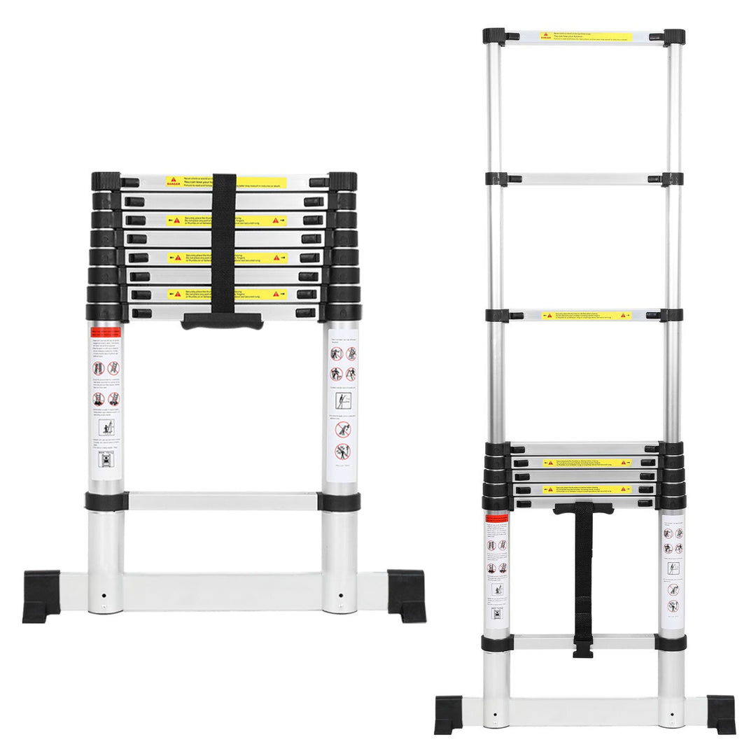 Teleskopisk stige Aluminium Belastning kapasitet opp til 150kg 2.6m-5m med stabilisator | Luvikno