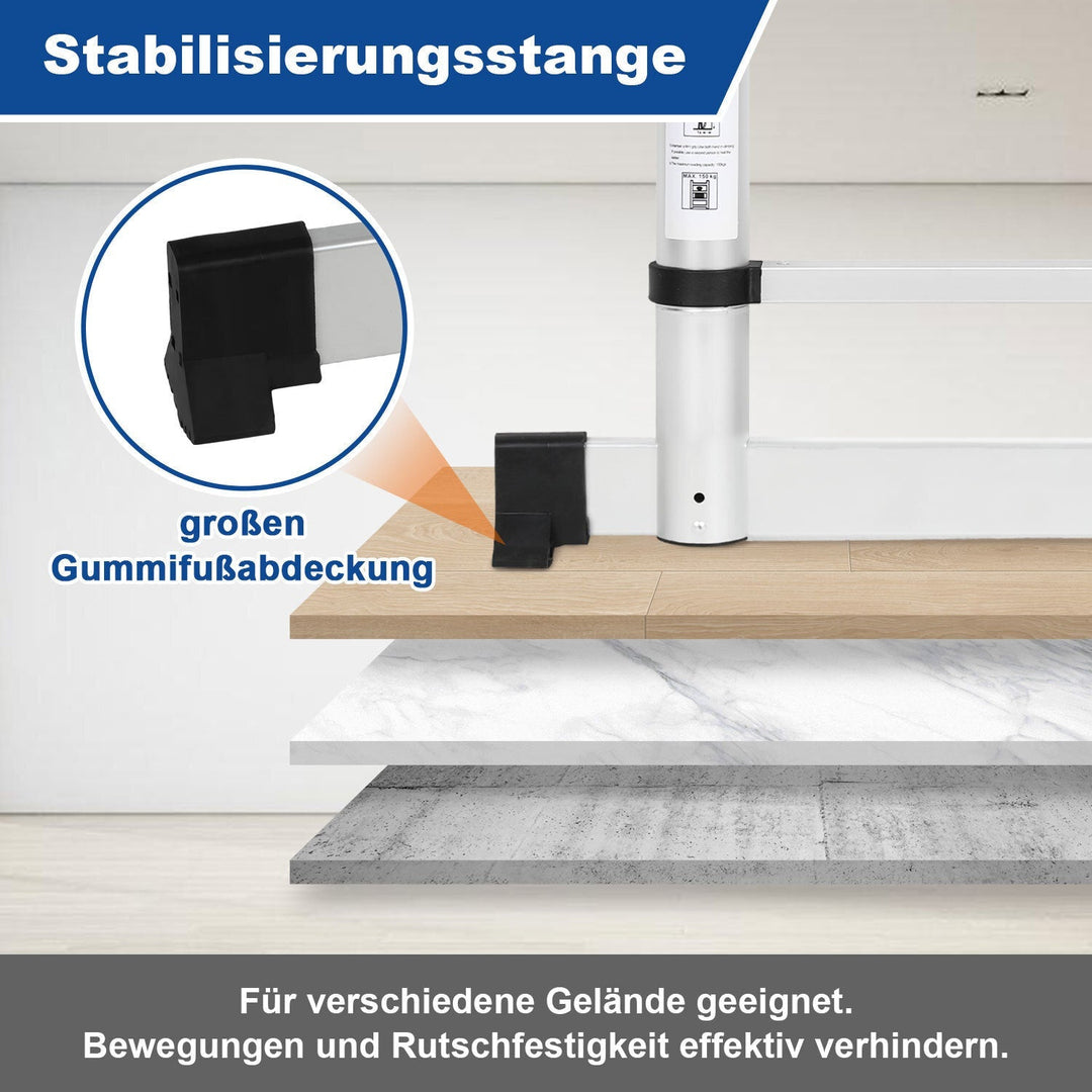 Telescopisk stige med 2 avtakbare kroker med stabilisator | Luvikno
