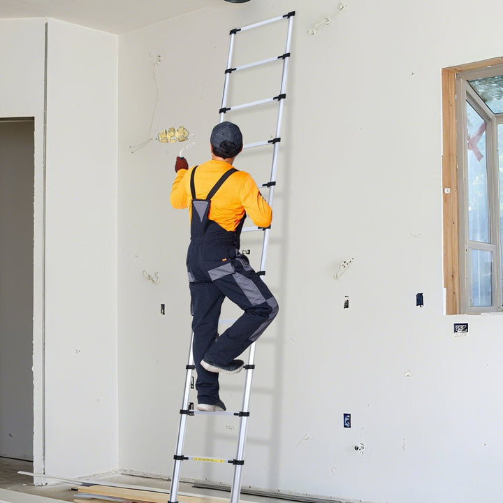 Teleskopisk stige Aluminium Belastning kapasitet opp til 150kg 2.6m-5m med stabilisator | Luvikno