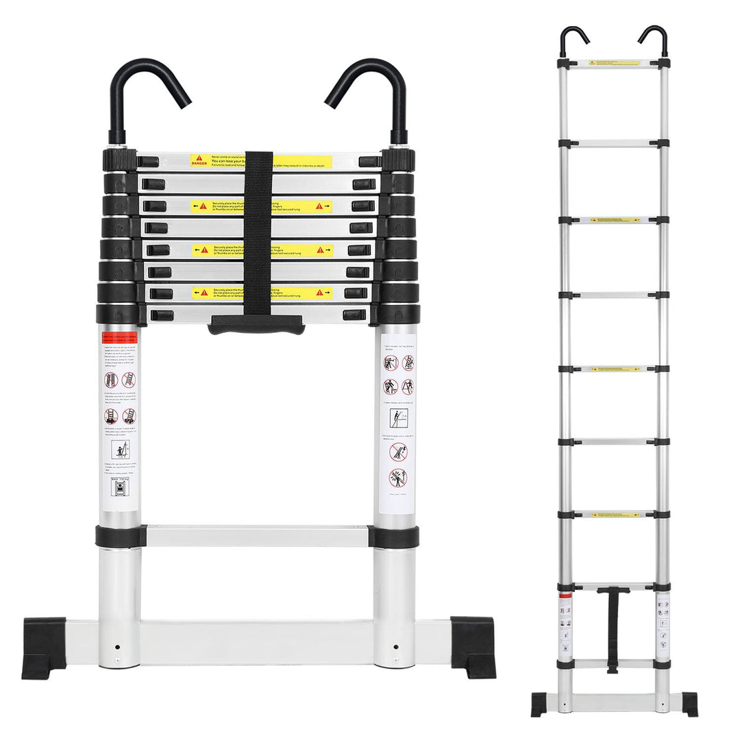Telescopisk stige med 2 avtakbare kroker med stabilisator | Luvikno