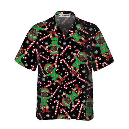 Luvik | Hawaii-paita Pug Elf mittatilaustyönä, hauska joulupaita Pug miehille ja naisille, henkilökohtainen joululahja