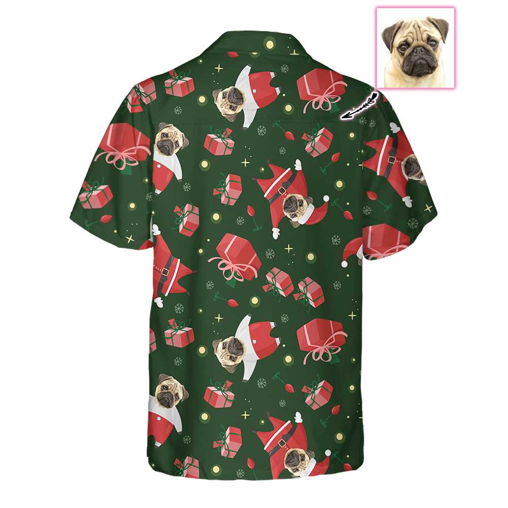 Luvik | Skreddersydd Pug Santa -utendørs skjorte, Pug juleskjorte for menn og kvinner, skreddersydd julegaveidé