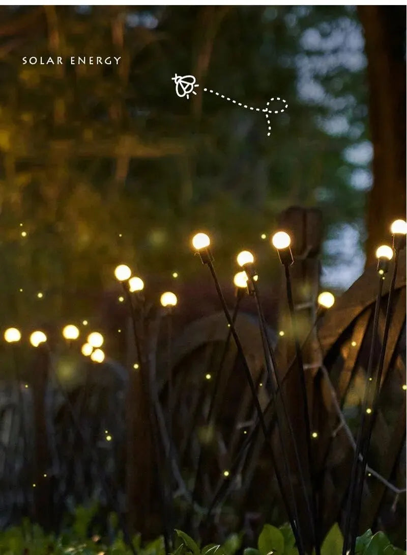 Solcelledrevet Firefly Hagebelysning - Trehodet LED-lampe for utendørs | Luvikno