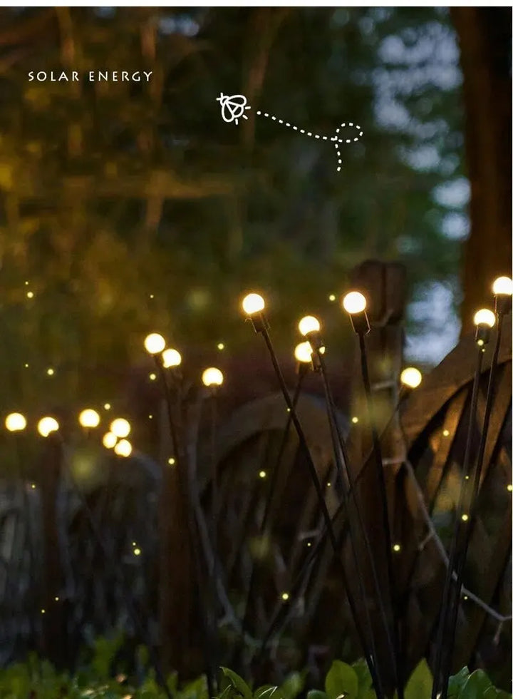 Solcelledrevet Firefly Hagebelysning - Trehodet LED-lampe for utendørs | Luvikno