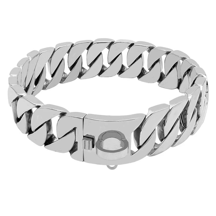 Luvikno | KrachtNeck Metall Hundehalsbånd – Robust Rustfritt Stål Halsbånd for Store Hunder