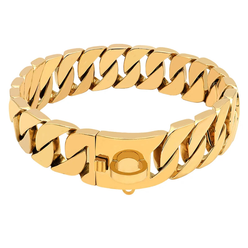 Luvikno | KrachtNeck Metall Hundehalsbånd – Robust Rustfritt Stål Halsbånd for Store Hunder