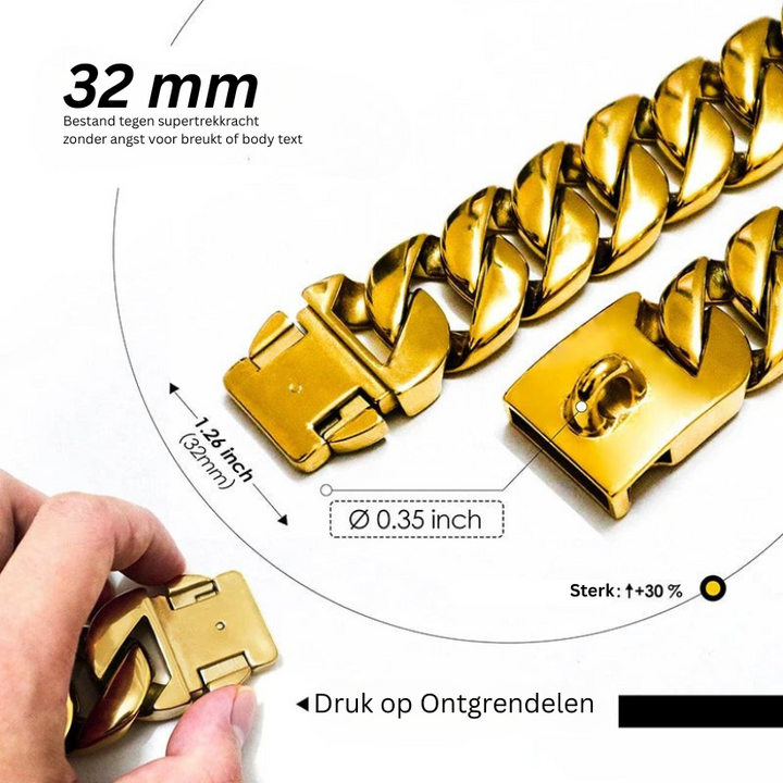 Luvikno | KrachtNeck Metall Hundehalsbånd – Robust Rustfritt Stål Halsbånd for Store Hunder