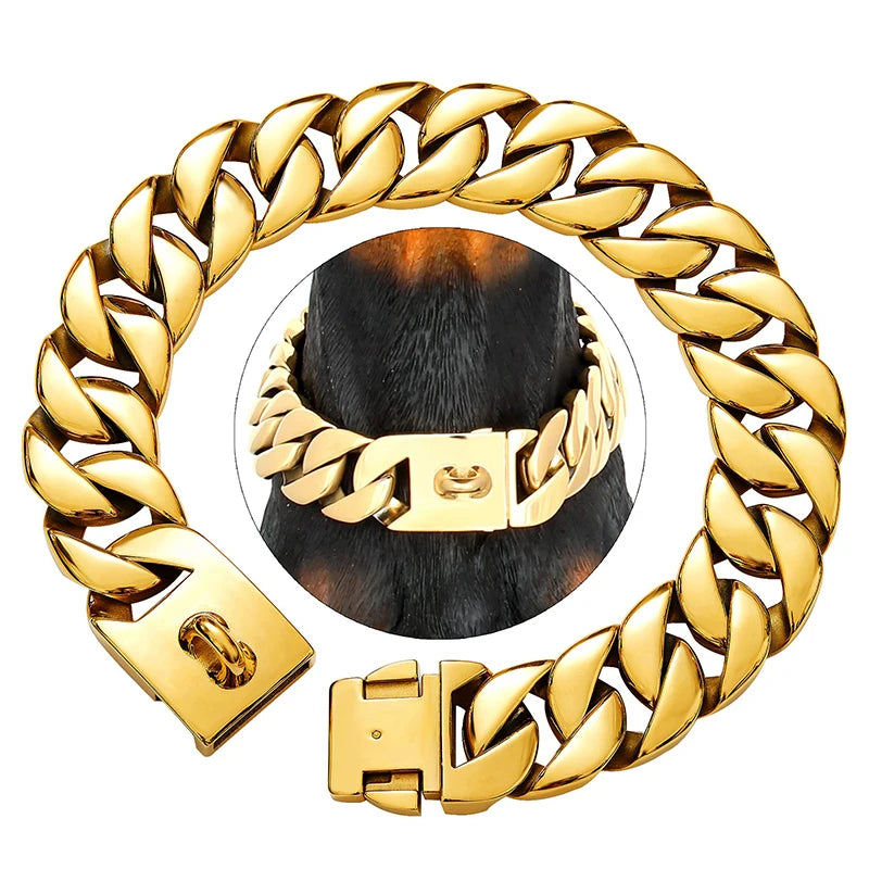Luvikno | KrachtNeck Metall Hundehalsbånd – Robust Rustfritt Stål Halsbånd for Store Hunder
