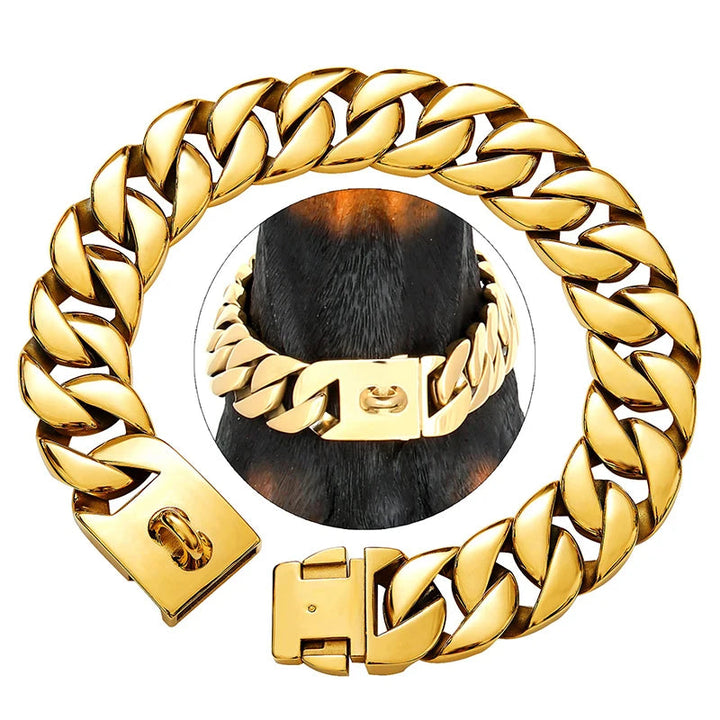 Luvikno | KrachtNeck Metall Hundehalsbånd – Robust Rustfritt Stål Halsbånd for Store Hunder