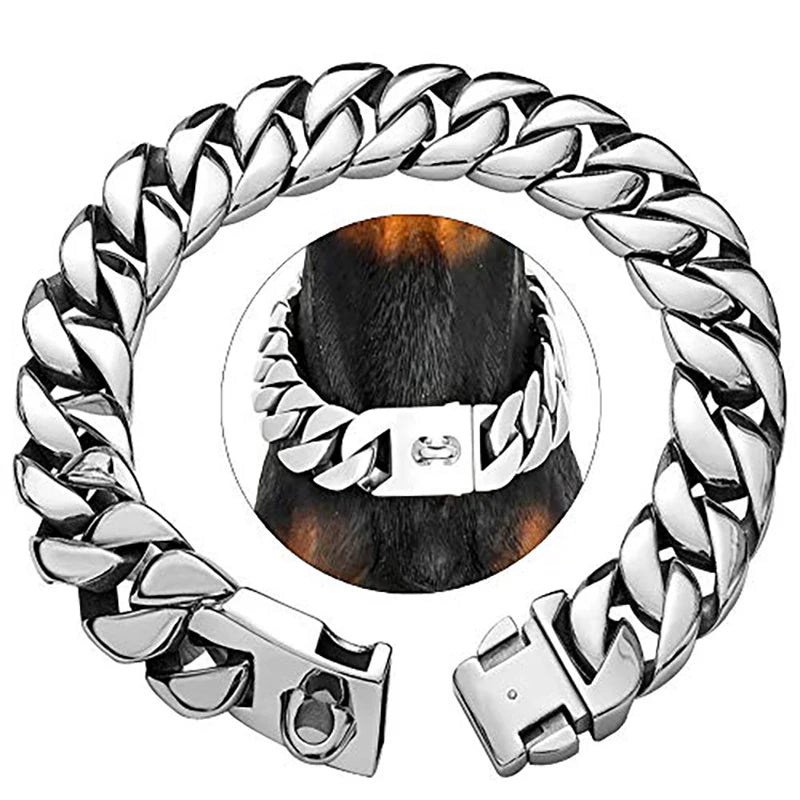 Luvikno | KrachtNeck Metall Hundehalsbånd – Robust Rustfritt Stål Halsbånd for Store Hunder