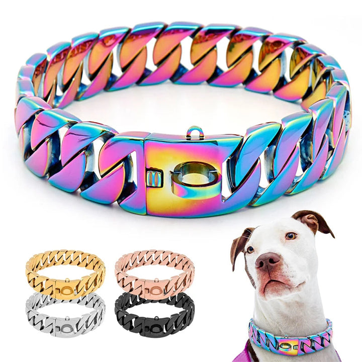 Luvikno | KrachtNeck Metall Hundehalsbånd – Robust Rustfritt Stål Halsbånd for Store Hunder