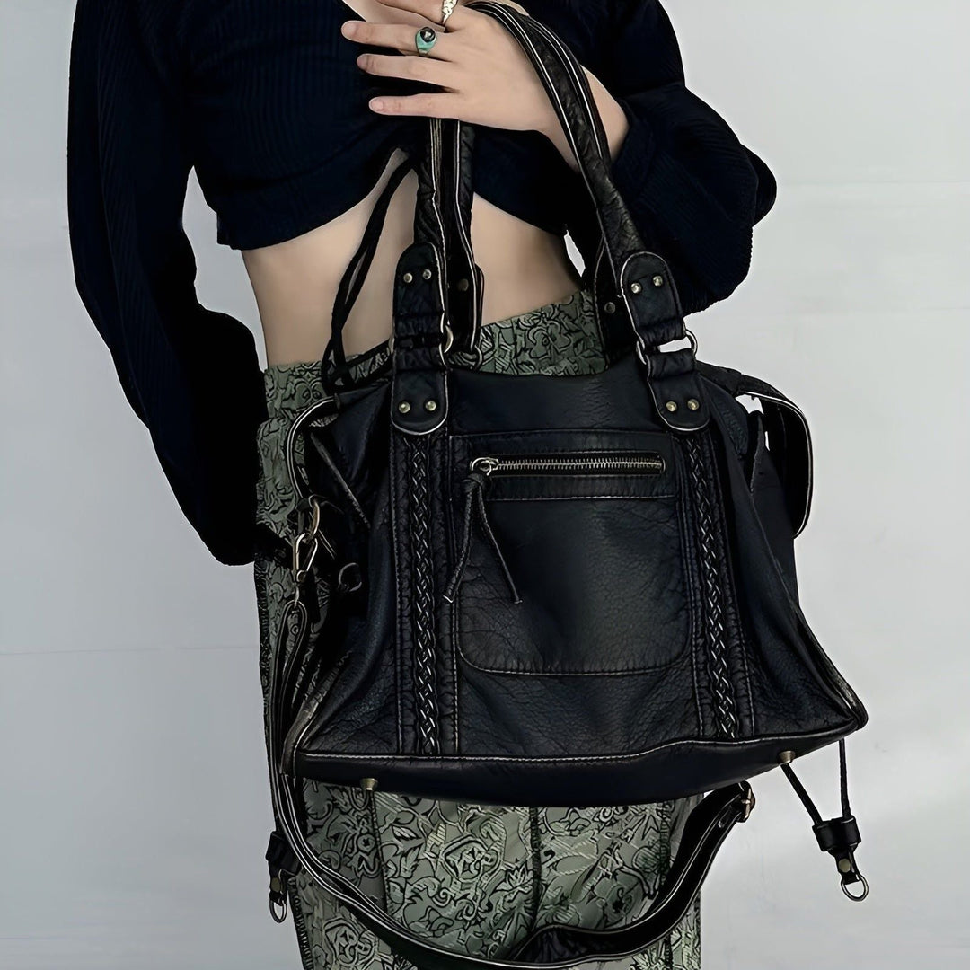 Skulderveske laget av ekte lær – Høy kvalitet og elegant | Perfekt for hverdag og kontor | Luvikno