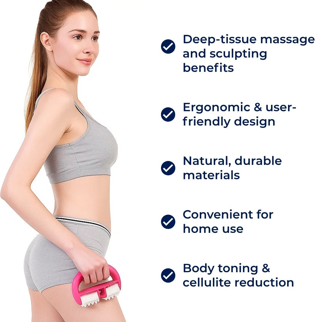 ToneWood | Cellulite Massasje Roller – Dypvev Skulptur – Naturlig Tre – Hjemme Kropp Toner Luvikno